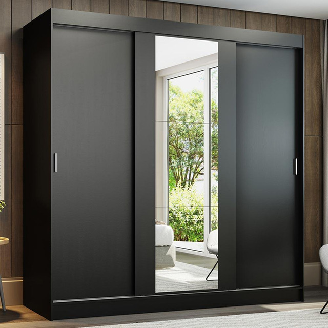 Guarda-roupa Casal Armário Quarto Madesa Reno 3 Portas Correr Espelho Preto 1095h91e Guarda-roupa Casal Armário Quarto Madesa Reno 3 Portas Correr Espelho Preto 1095h91e