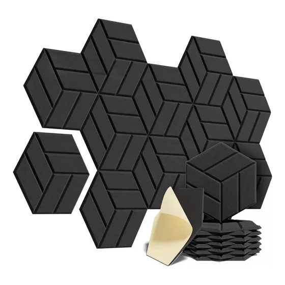 Paquete De 12 Paneles Acústicos En Forma Hexagonal Autoadhes