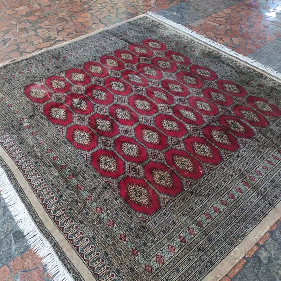 Alfombra Persa Bokara Usada Para Restaurar (2.60 X 2.60)