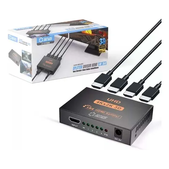 Adaptador Hdmi Splitter Distribuidor 4k 1x4 Versão 4k 3840p