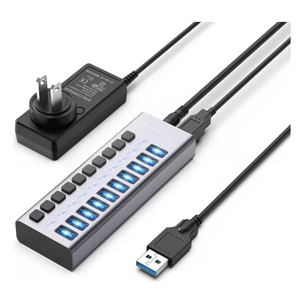 Hub Usb 3.1 Acasis De 10 Puertos Con Conmutadores Individual
