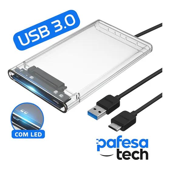 Case Externa Gaveta Para Hd Sata 2,5 Usb 3.0 Transparente Pafesa Tech Notebook Computador Pc Portátil Para Windows