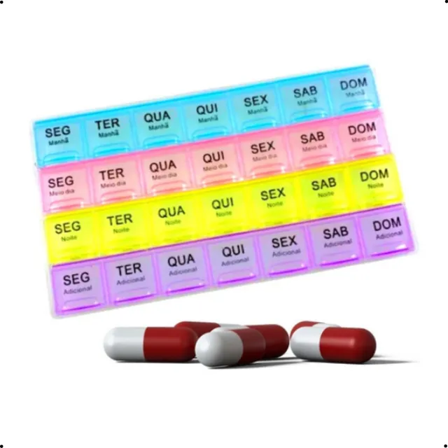 Porta Comprimidos 4x Dia Semanal Caixa Remédios Medicamentos