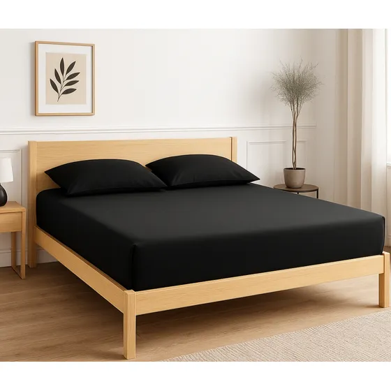 Cubre Colchón Starhome Con Cierre King +2 Fundas + Bolsa Negro Liso King