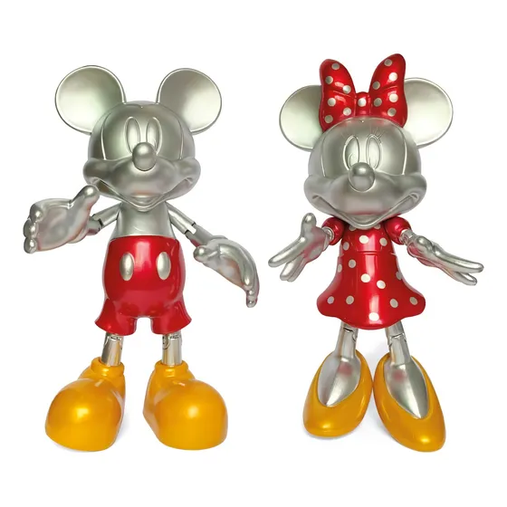 Set De Figuras Articulables  Mickey Y Minnie Platinado