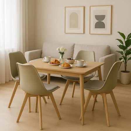 Kit 4 Cadeiras De Jantar Saarinen Wood Nude La Mobilia