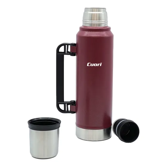 Termo Cuori 1,3 Lt Inox Asa Retráctil Cebador Trueno Color Bordó