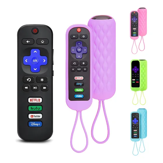 Funda Para Control Remoto Compatible Smart Tcl Roku Rc280 Tv Morado