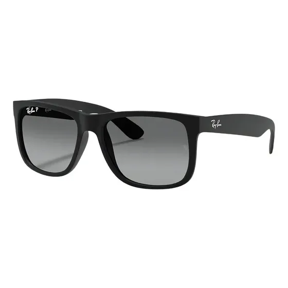 Anteojos de sol polarizados Ray-Ban Justin Classic RB4165 talle Grande diseño Liso armazón matte black y lente transparent