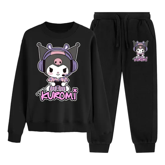 Conjunto Deportivo Buzo  Pantalon Kuromi Negro Kuromi Musica 8