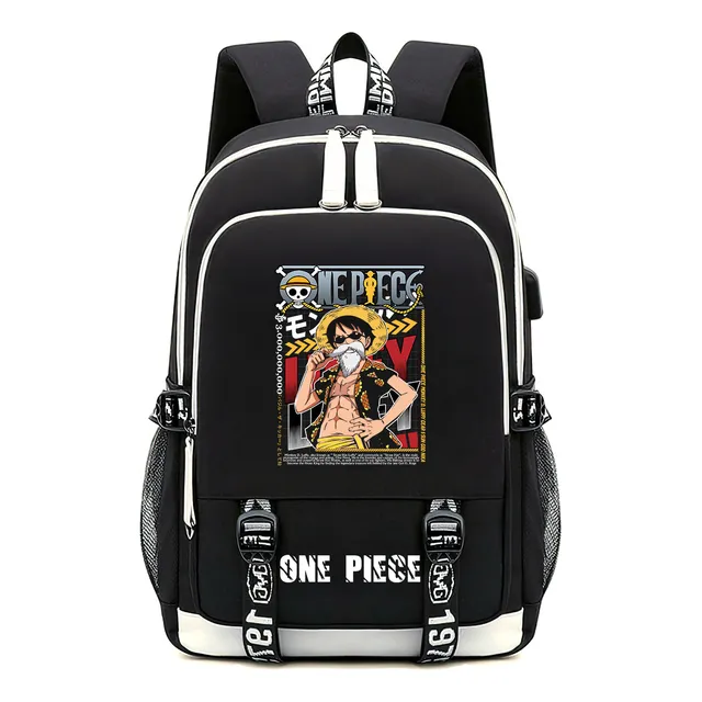 Mochila Escolar Usb Nika Luffy De Una Sola Pieza Negra Para
