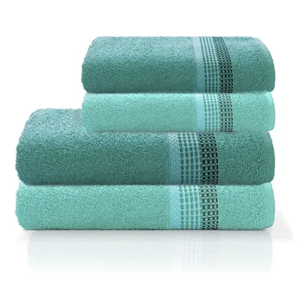 Jogo De Banho E Rosto 4 Pçs Algodão Venus Select Camesa Lisa Piscina Claro Com Piscina Escuro