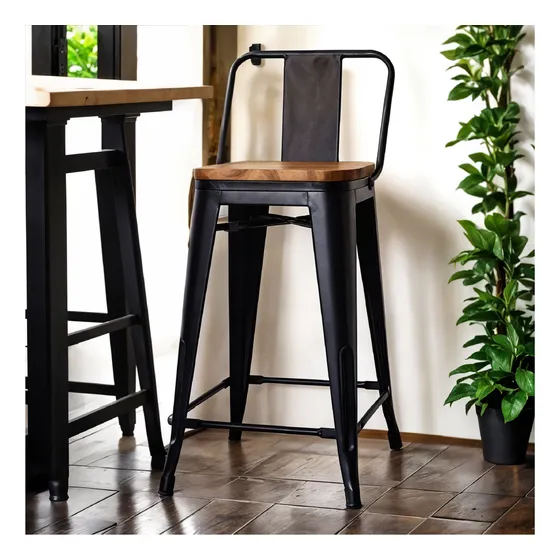 Pack 2 Taburetes Tolix Asiento De Madera Javimate