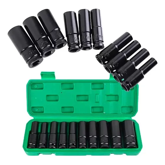 Juego De Copas De Impacto Largas De 1/2 X 10 Piezas