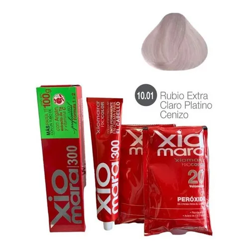 Tinte Para Cabello Tono 10.1 Xiomara 300 100g Tono 10.01 Rubio Extra Claro Platinado Cenizo