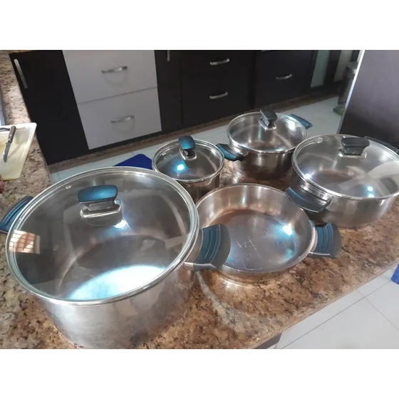 Ollas Guttlen (usadas), 9 Piezas, Tapa Vidrio, Buen Estado