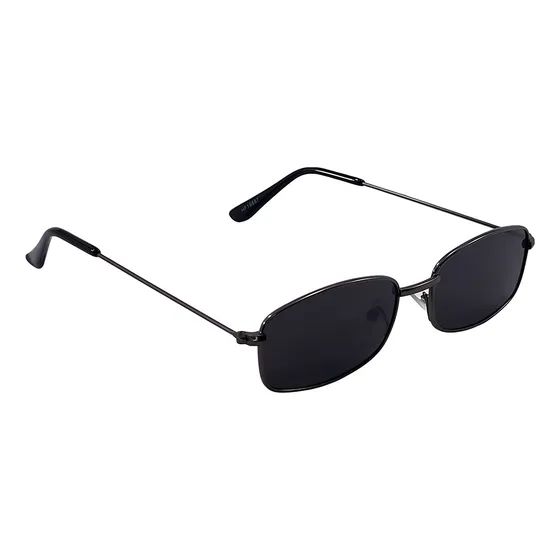 Óculos De Sol Masculino Feminino Retangular Preto de Metal Vintage Retrô