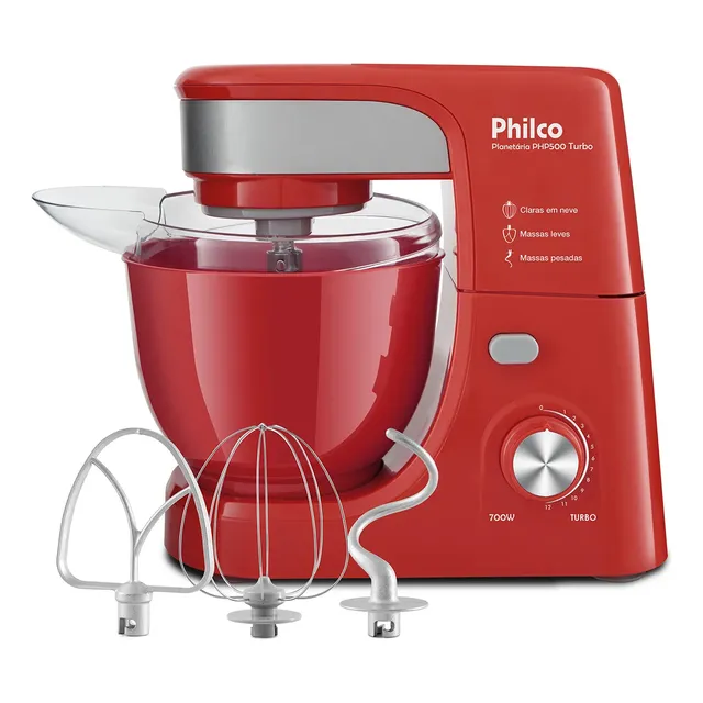 Batedeira Planetária Php500 Turbo Vermelha Philco 110v