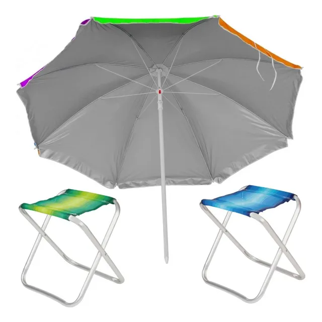 Kit Praia Guarda Sol 1,30 M + 2 Banquetas Banco Dobravel Kit Praia Guarda Sol 1,30 M + 2 Banquetas Banco Dobravel