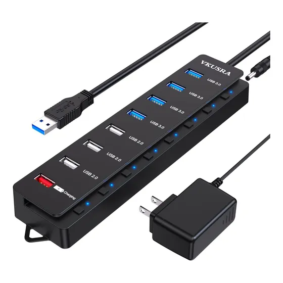 Hub Usb Alimentado Concentrador Dato Vkusra 8 Puerto 4 3