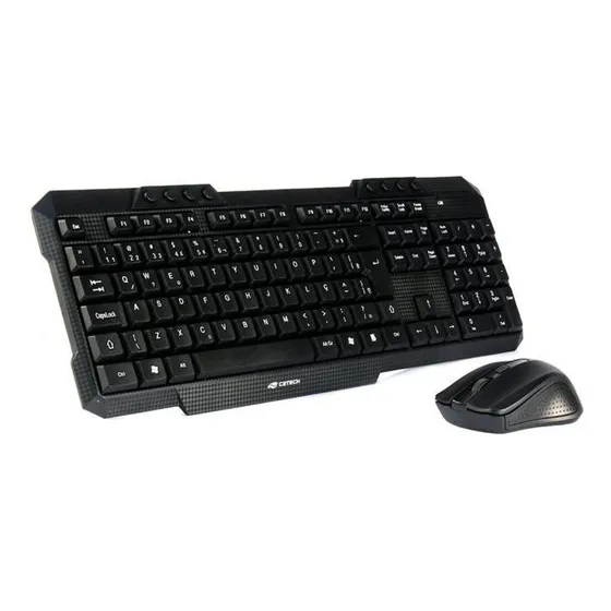 Kit de teclado e mouse sem fio C3Tech K-W10 Português Brasil de cor Preto