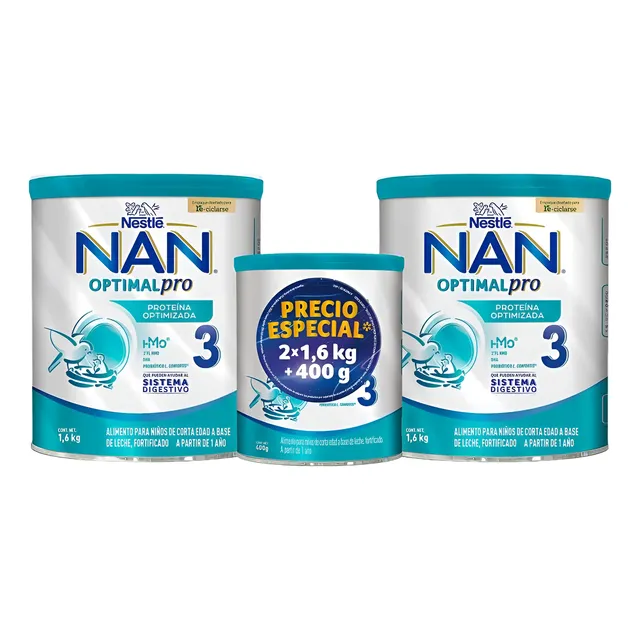 Nan 3 Optimalpro Formula, 2 Pzas De 1.6kg + 1 De 400g