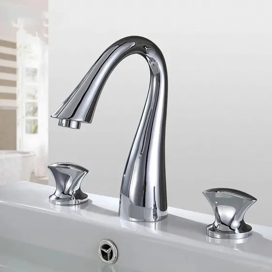 Omoons Lavabo Grifo Mezclador Baño Cromo 3 Orificio Doble
