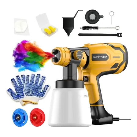 Pistola De Pintura E Pulverizadora Elétrica Portátil Hvlp Amarelo 220v