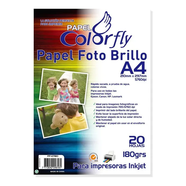Papel Fotográfico A4 180gr 20 Hojas 5 Paquetes - Disershop