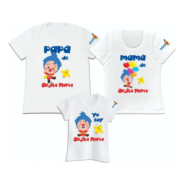 Franela Set 3 Familia Papa Mama Hijo Payaso Plim Plim Polies