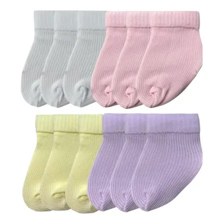 Kit 12 Pares Meia Bebê Rn Enxoval Saída Maternidade