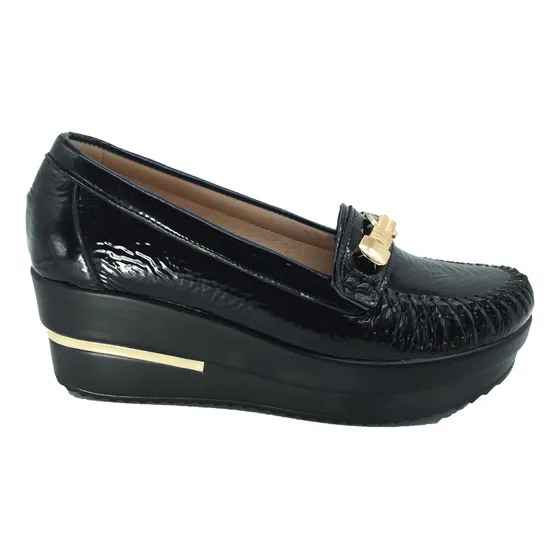 Zapato Mocasín Con Plataforma Dama Cómodo En Piel Charol