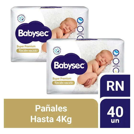 Pack 02 Pañal Babysec Recien Nacido 20 Un