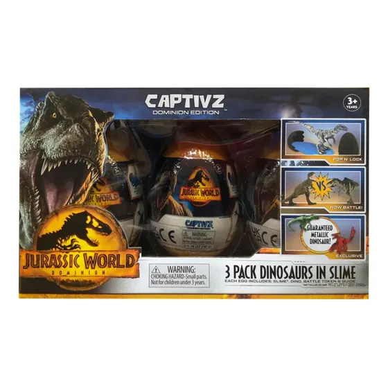 Jurassic World Captivz Dominion Dinosaurios En Slime 3 Pack