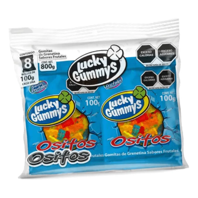 Lucky Gummy Ositos Gomitas Tipo Panditas Paquete De 8pz D 100g c/u