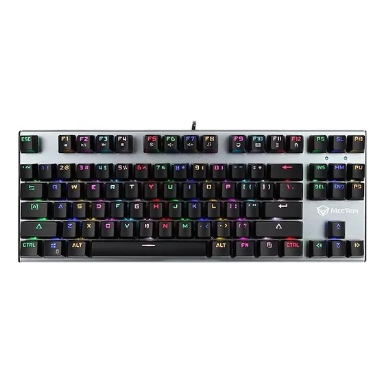 Teclado Gamer Mecanico Sw Blue Rgb Meetion Mt-mk04 Teclado Negro Idioma Español Latinoamérica