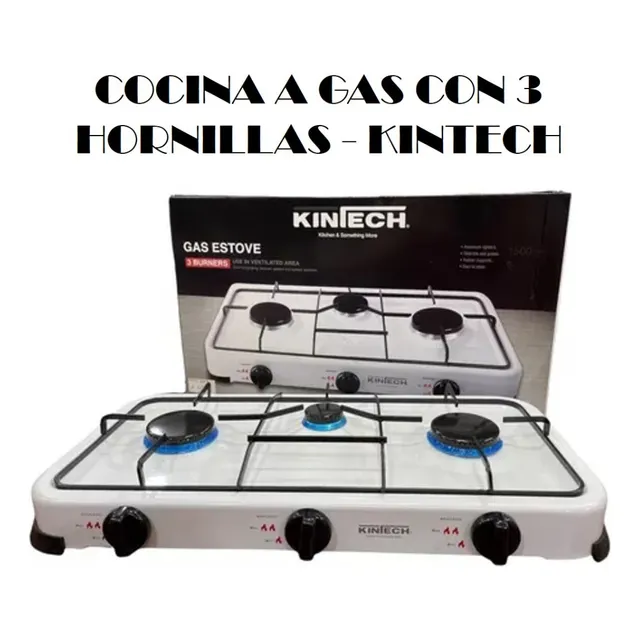 Cocina A Gas Con 3 Hornillas - Kintech 