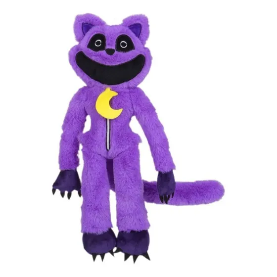 Gato Sorridente Roxo De Pelúcia 40cm Para Crianças