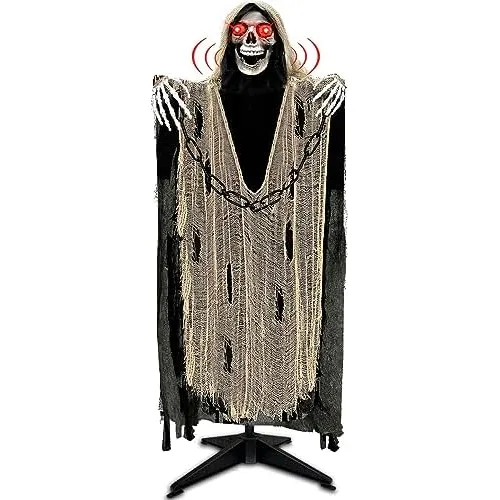 [ Sound Activated ] 65  Talking Halloween Animatronic G...