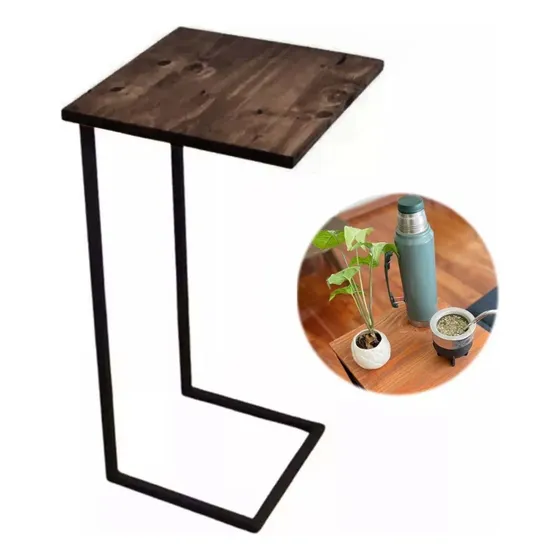 Mesita De Arrime Sofá Sillón D Madera Y Metal Envio Gratis