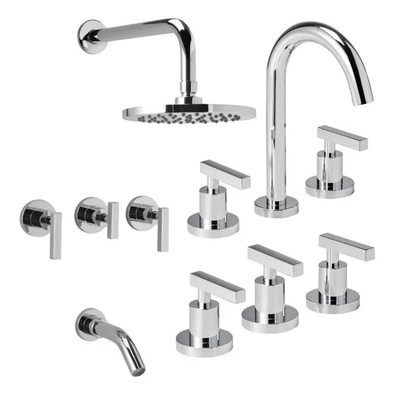 Griferia Baño Combo Peirano Pura Baño Lavatorio Bidet Ducha 