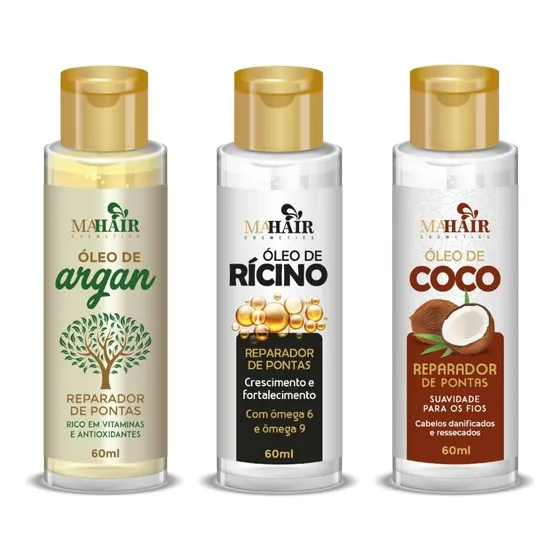 10 Reparador De Pontas Coco Argan Rícino Mahair Sem Juros