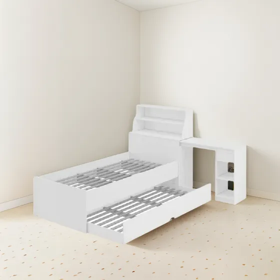 Cama Funcional Plaza Y Media Con Escritorio,nido,librero