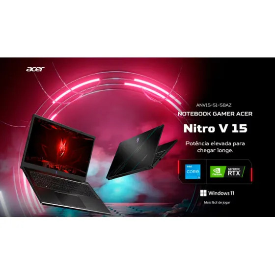 Notebook Acer Nitro V15 ANV15-51-58AZ Core I5-13420h 8gb 512gb Rtx 3050 Cor Preto - Excelente (Recondicionado)