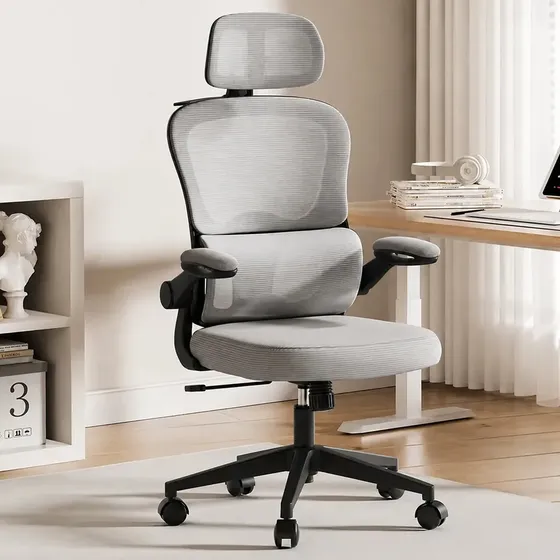 Silla Ergonomica Oficina Soporte Lumbar Escritorio Mesh Pc Gris Algodón