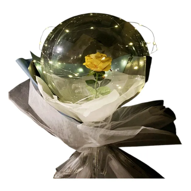Globo Burbuja Con Luces Led Y Rosa Día Enamorado Luces Hada 