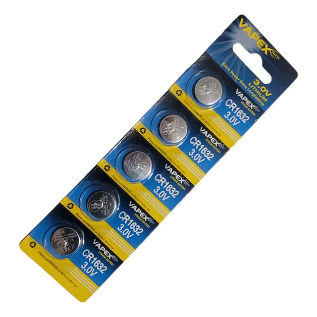 5 Pilas Vapex Cr1632 Botón 3v 1 Pack Para Sensores