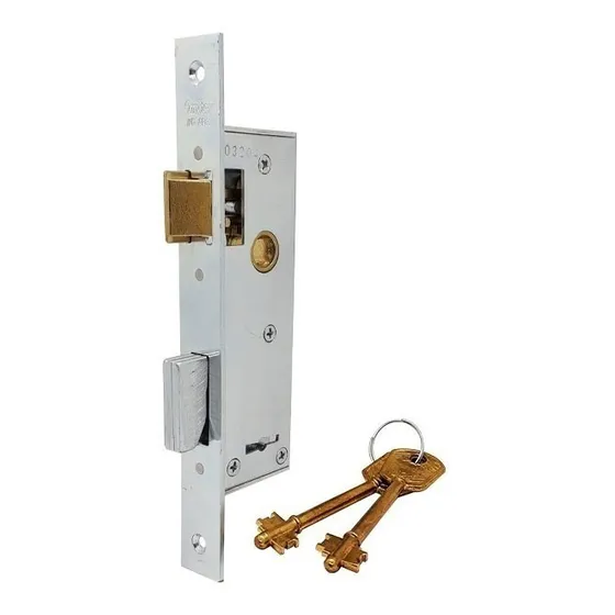 Cerradura para puerta batiente Candex 121 color plateado acabado niquelado/zincado con pestillo entero