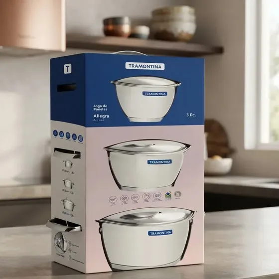 Jogo de Panelas Tramontina Allegra 3 peças Inox 65660/220