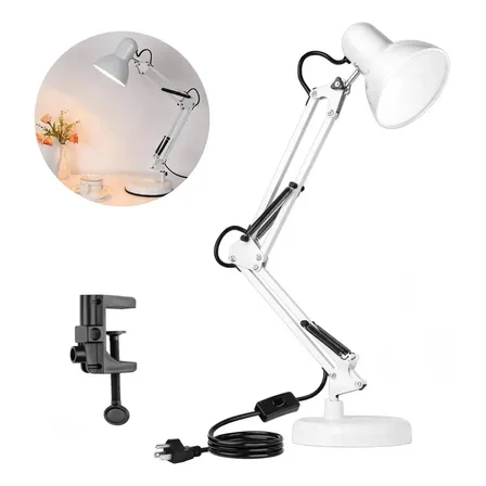 Velador Lampara De Mesa Escritorio Luz Moderno Articulado Blanco